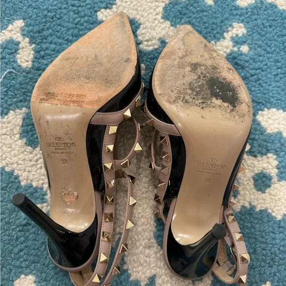 Valentino Black and Tan Rock Stud Shoes size 38 - Picture 2 of 4